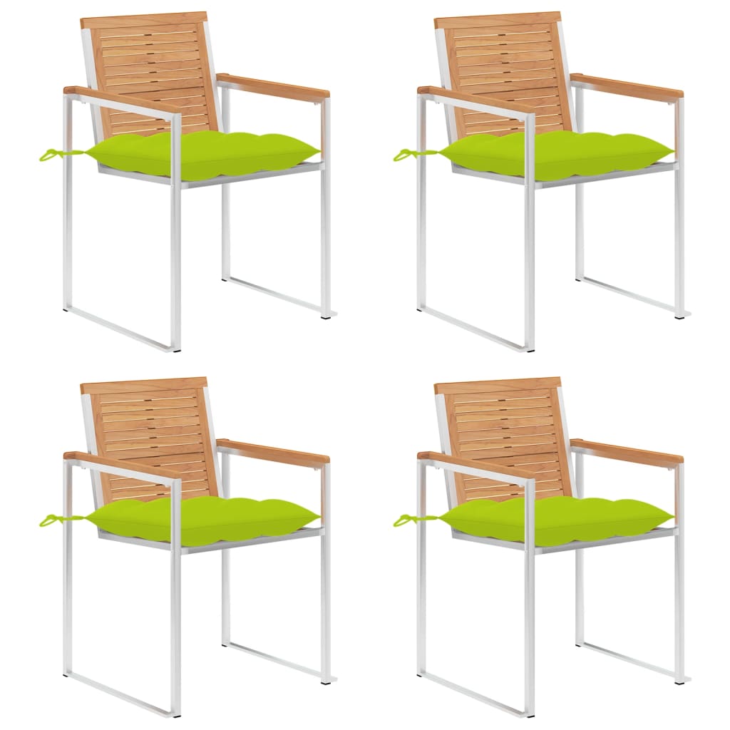 Garden chairs 4 pcs with cushions solid teak wood