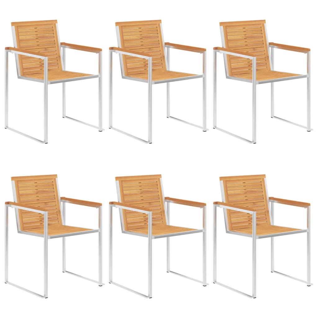 Garden chairs 6 pcs with cushions solid teak wood