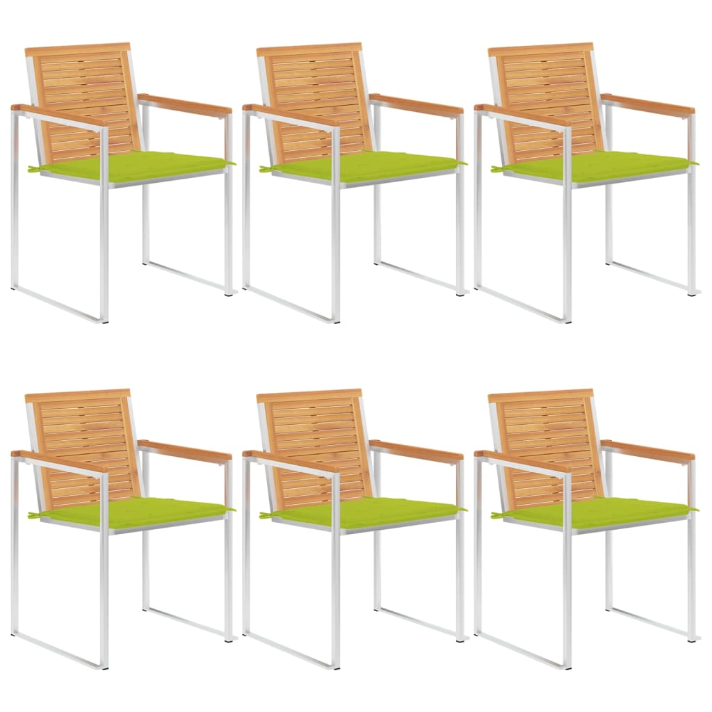 Garden chairs 6 pcs with cushions solid teak wood