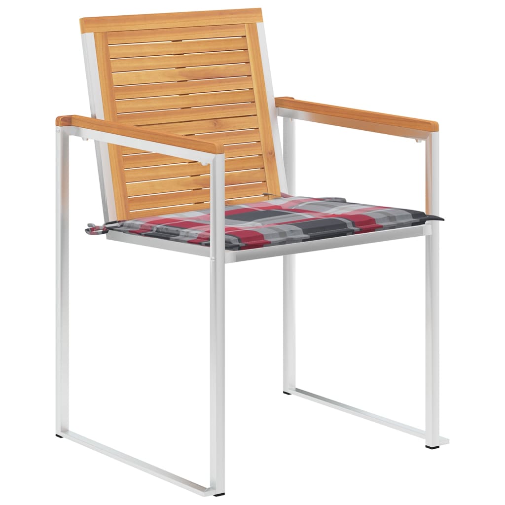 Garden chairs 6 pcs with cushions solid teak wood