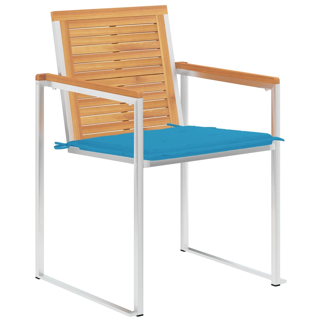 Garden chairs 8 pcs with cushions solid teak wood