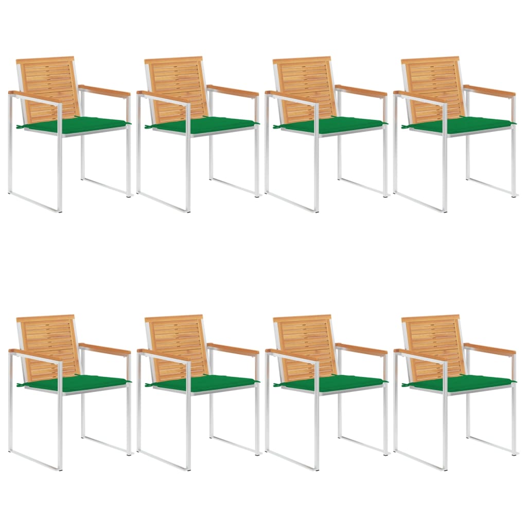 Garden chairs 8 pcs with cushions solid teak wood