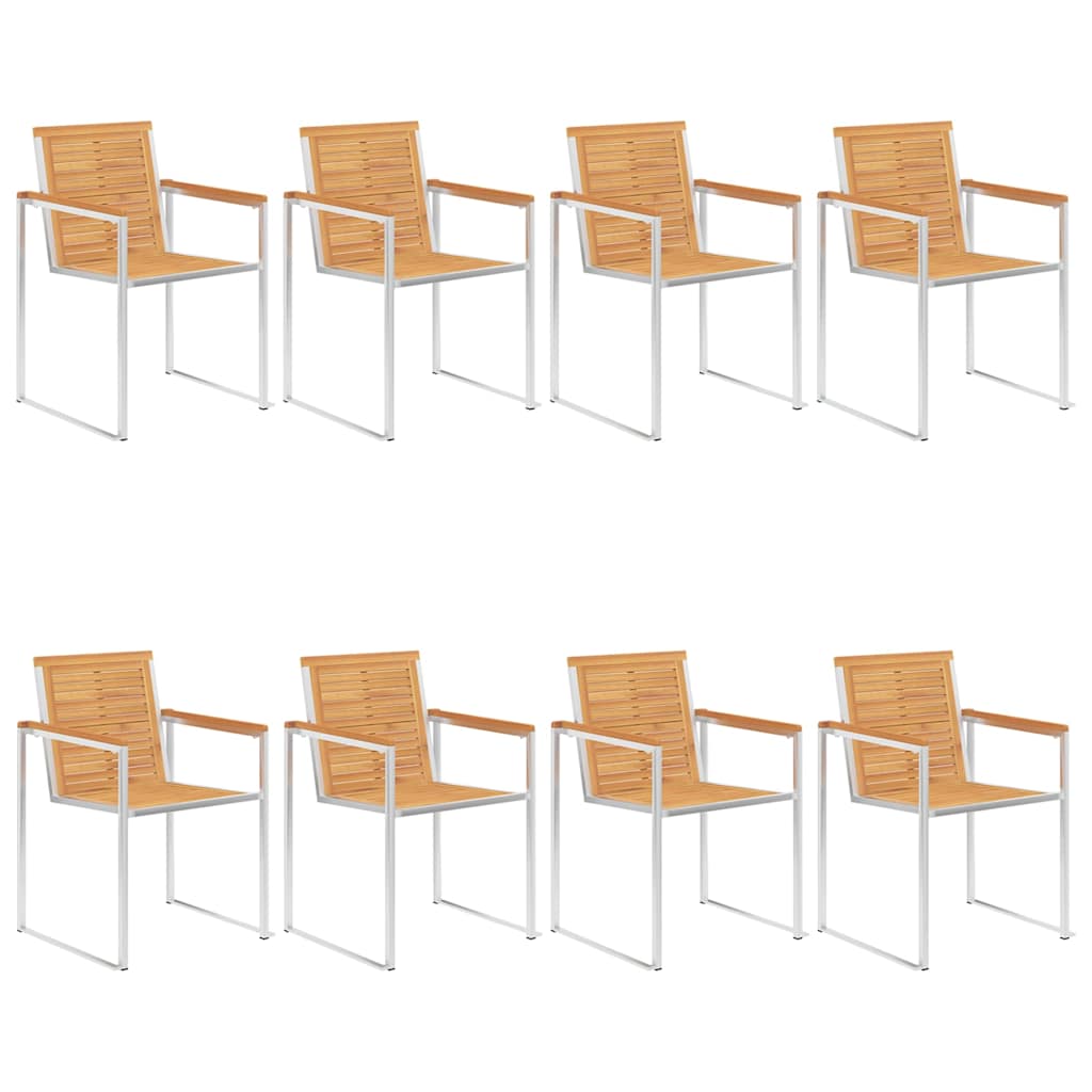 Garden chairs 8 pcs with cushions solid teak wood
