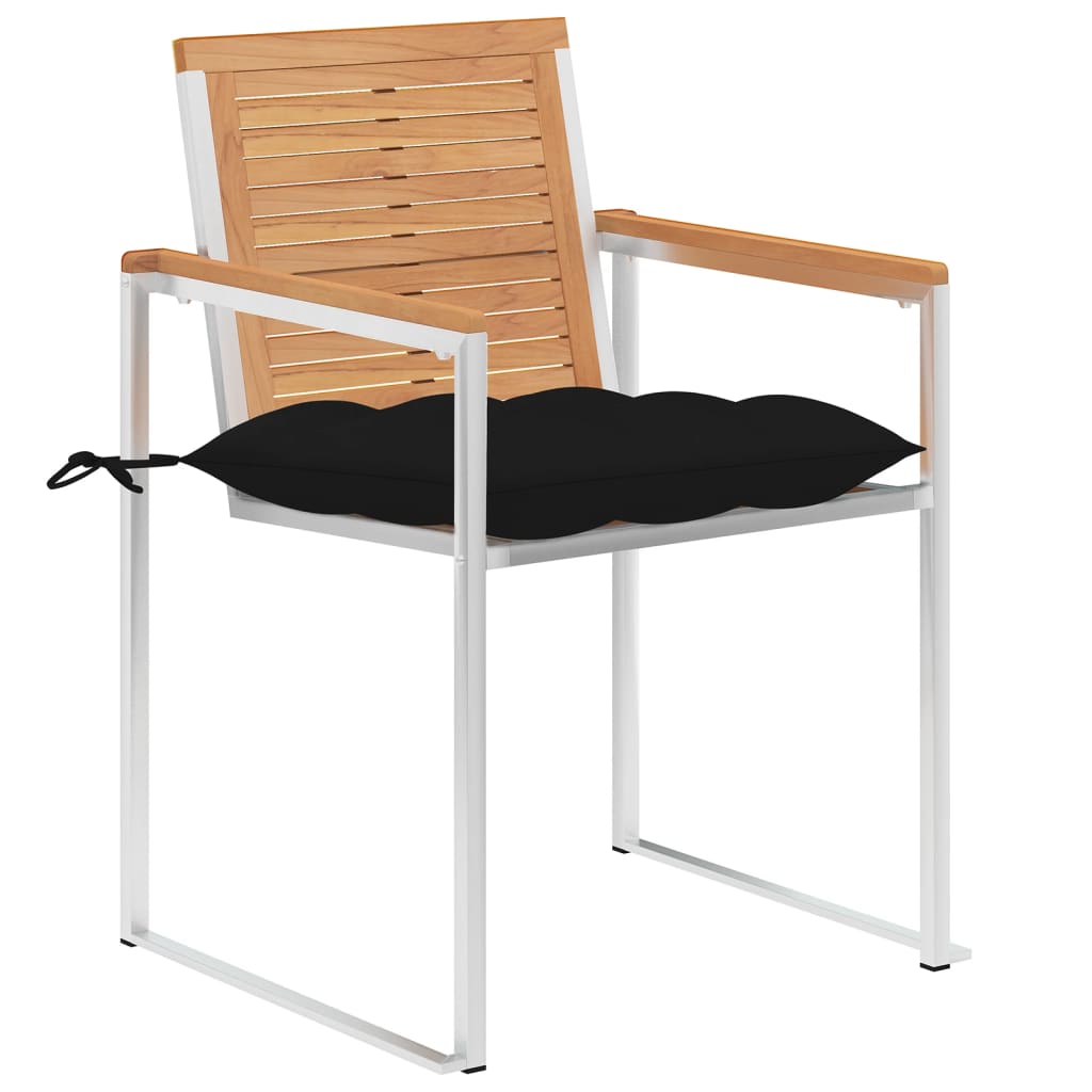 Garden chairs 8 pcs with cushions solid teak wood
