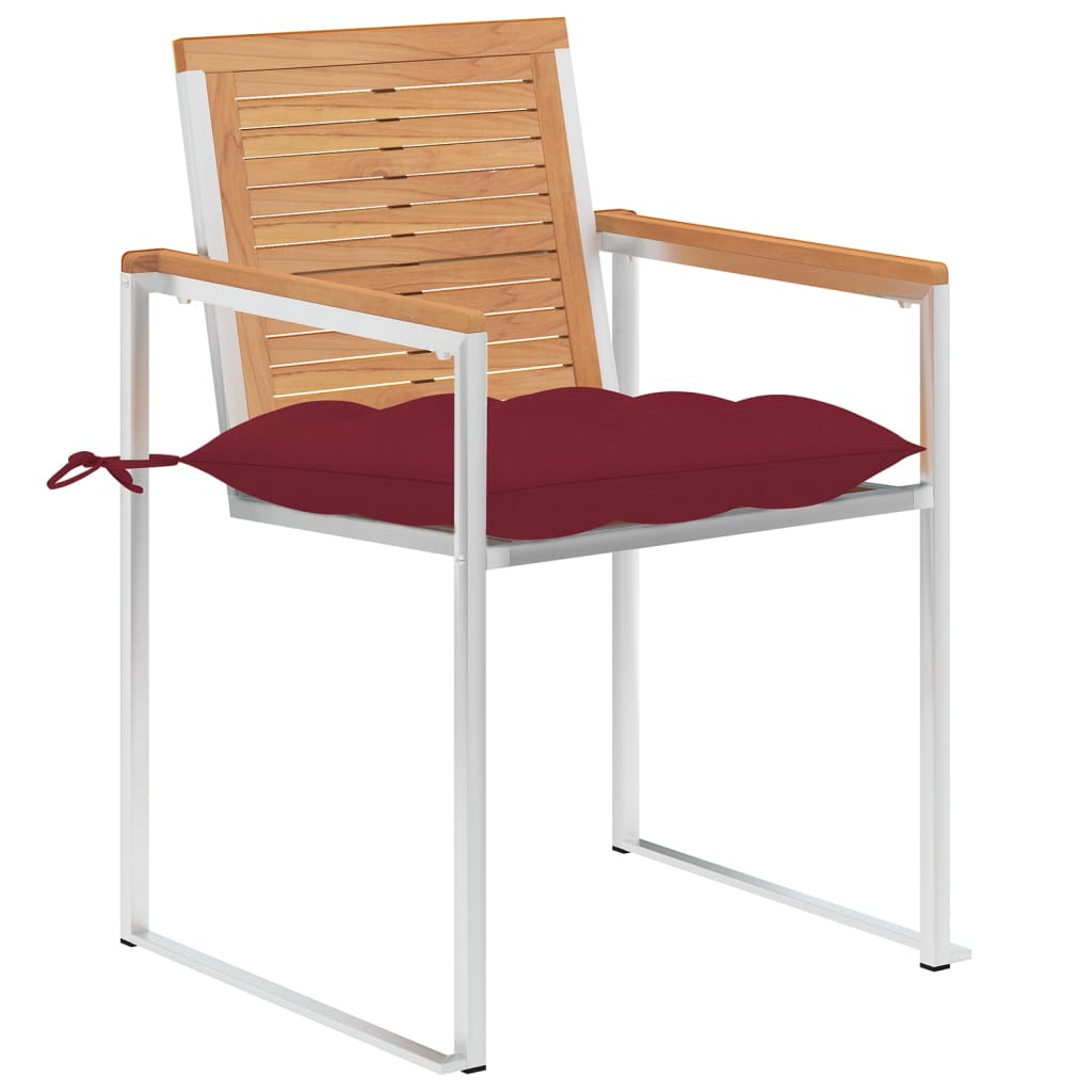 Garden chairs 8 pcs with cushions solid teak wood