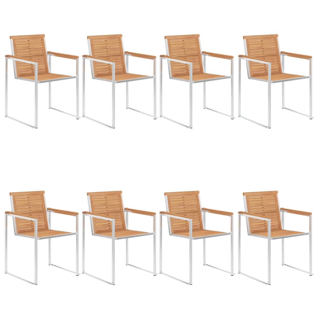 Garden chairs 8 pcs with cushions solid teak wood