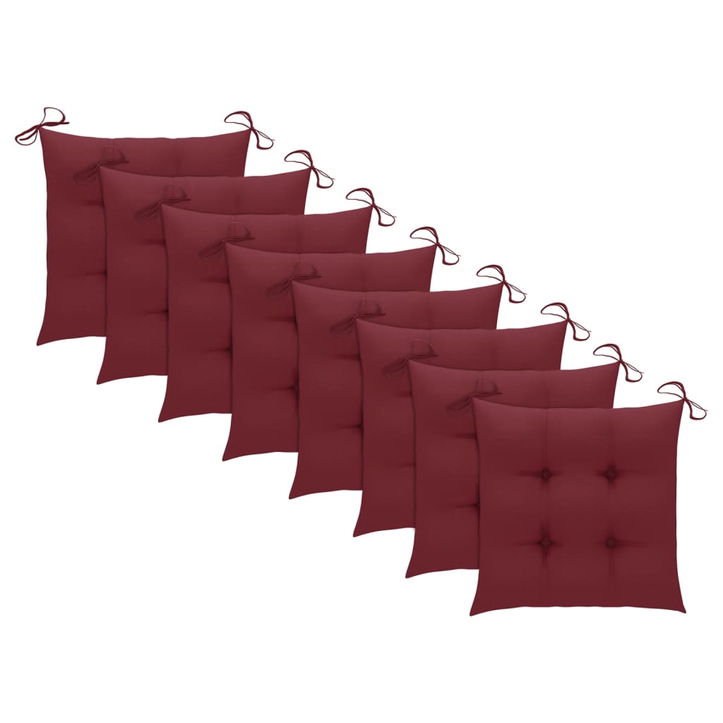 Garden chairs 8 pcs with cushions solid teak wood