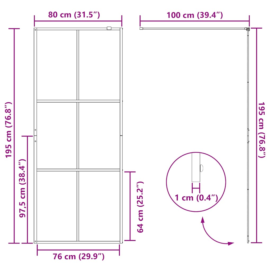Duschwand für Begehbare Dusche mit Klarem ESG Glas 80x195 cm
