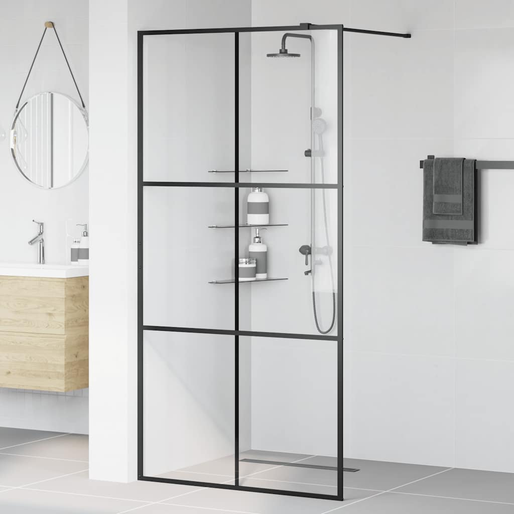 Shower screen for walk-in shower with clear tempered glass 100x195 cm