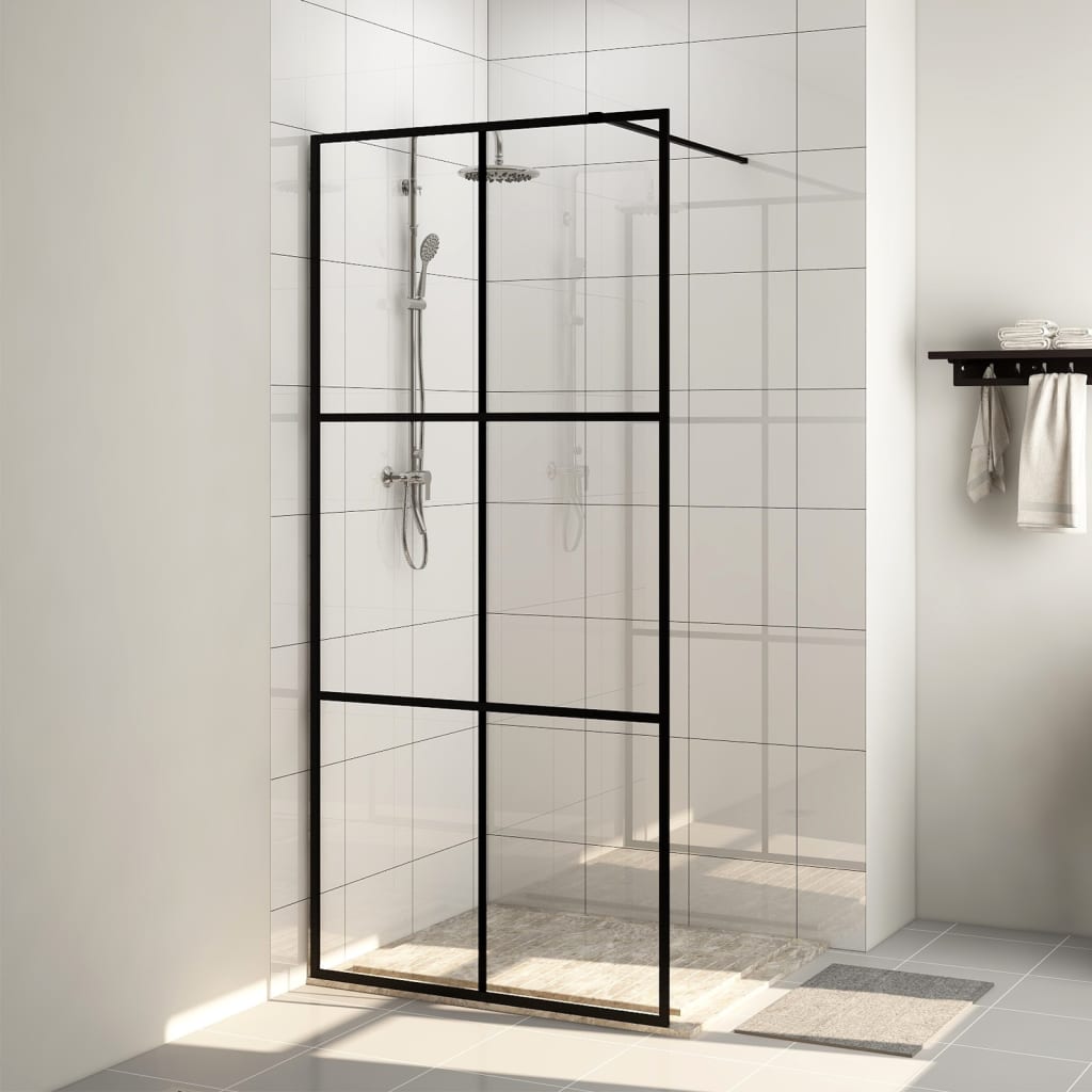 Shower screen for walk-in shower with clear tempered glass 100x195 cm