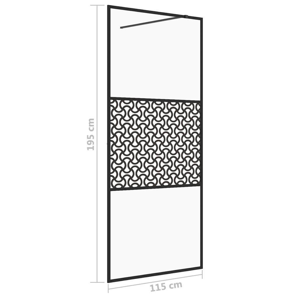 Shower screen for walk-in shower with clear tempered glass 115x195 cm