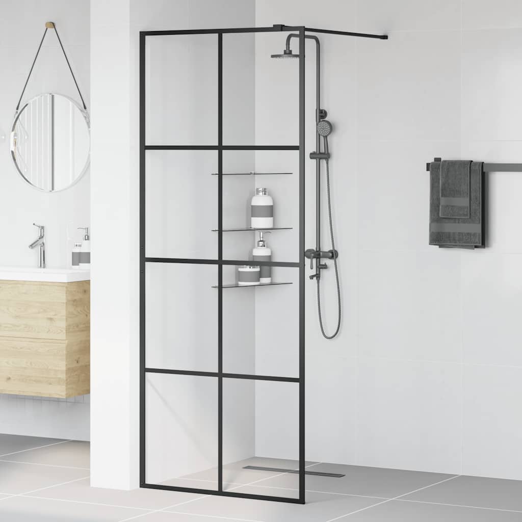 Shower screen for walk-in shower with clear tempered glass 80x195 cm