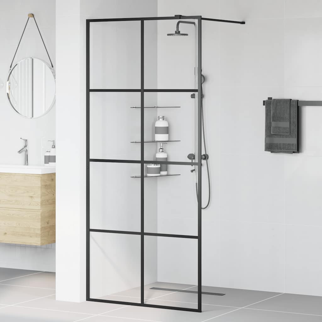 Shower screen for walk-in shower with clear tempered glass 90x195 cm