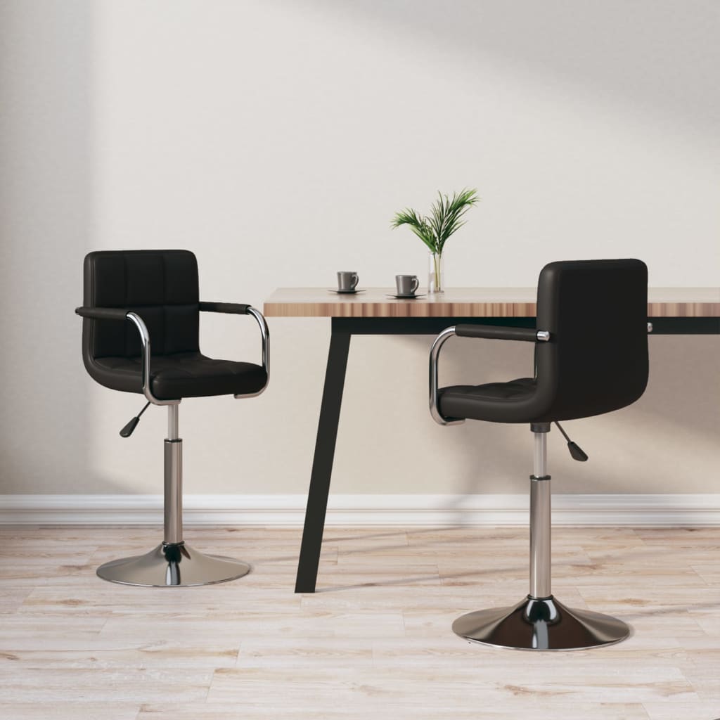 Dining chairs 2 pcs. Swivel black faux leather