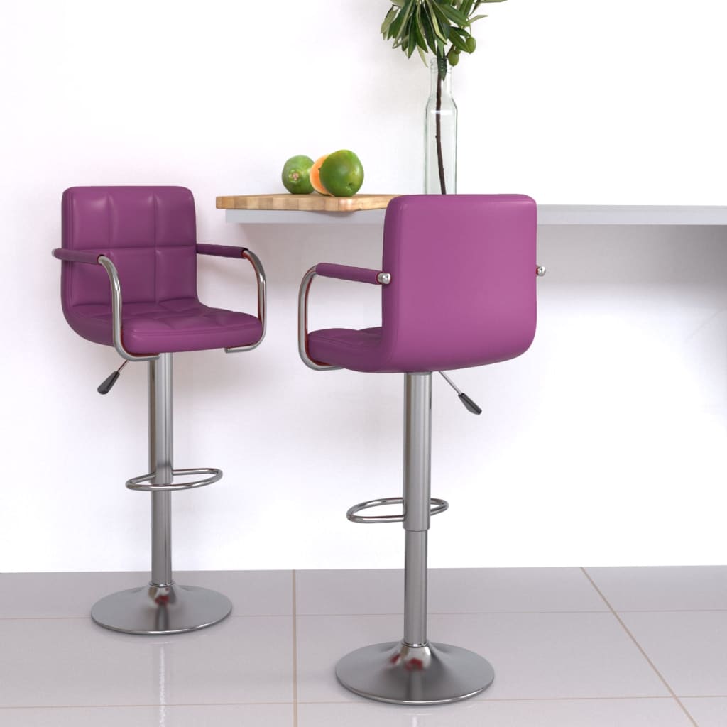 Barhocker 2 Stk. Lila Kunstleder