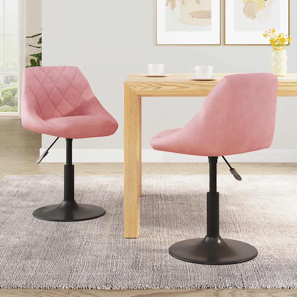 Esszimmerstühle 2 Stk. Drehbar Rosa Samt