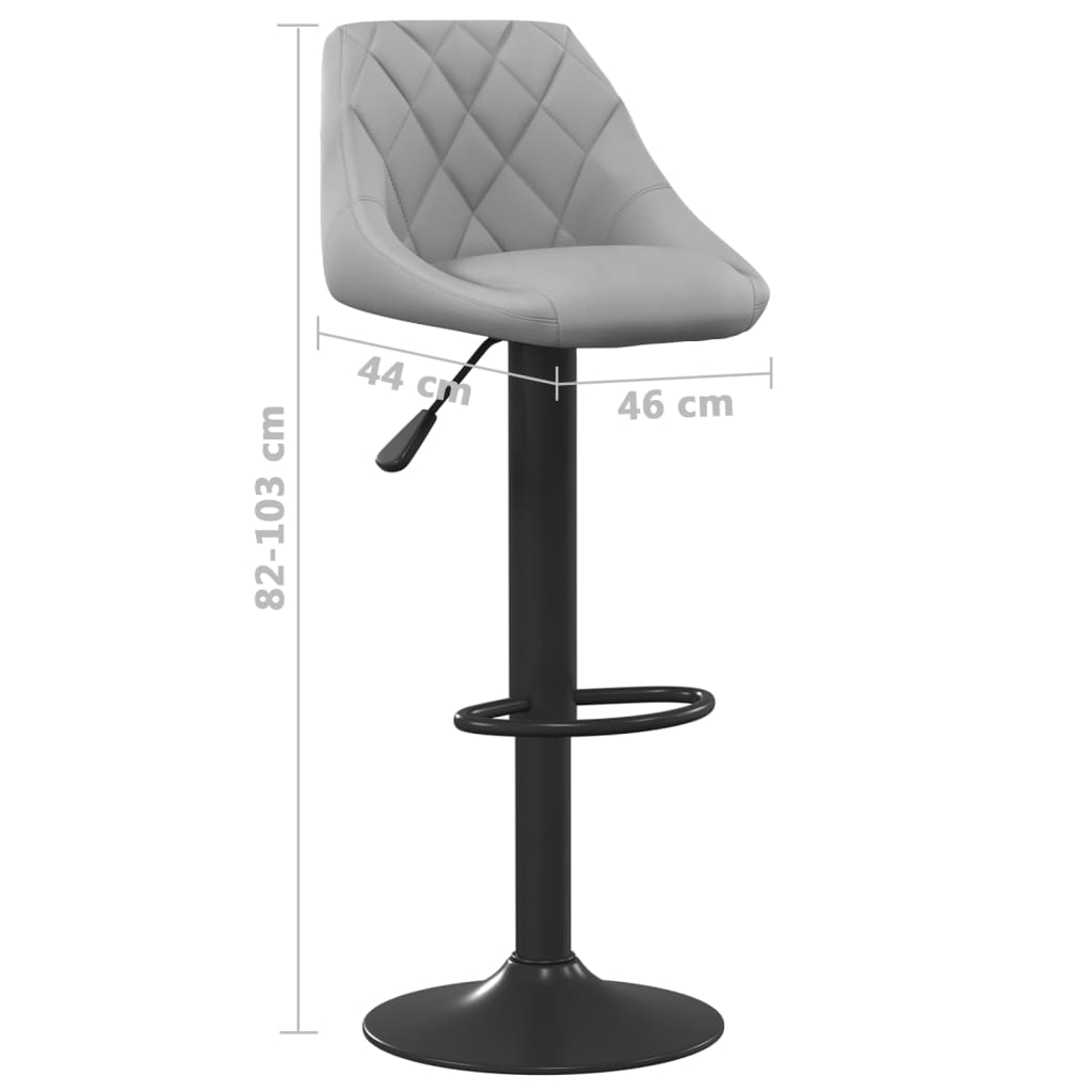 Barhocker 2 Stk. Hellgrau Samt