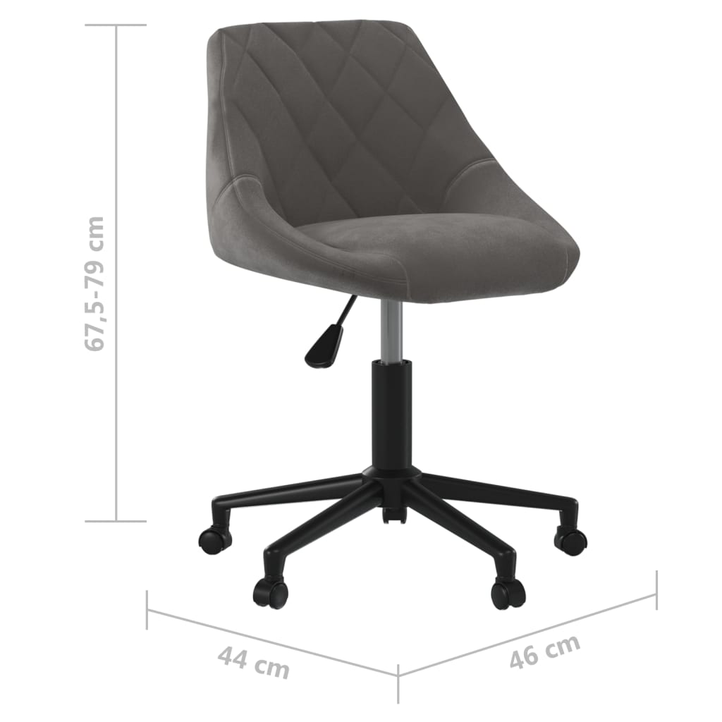 Office chair swivel dark grey velvet
