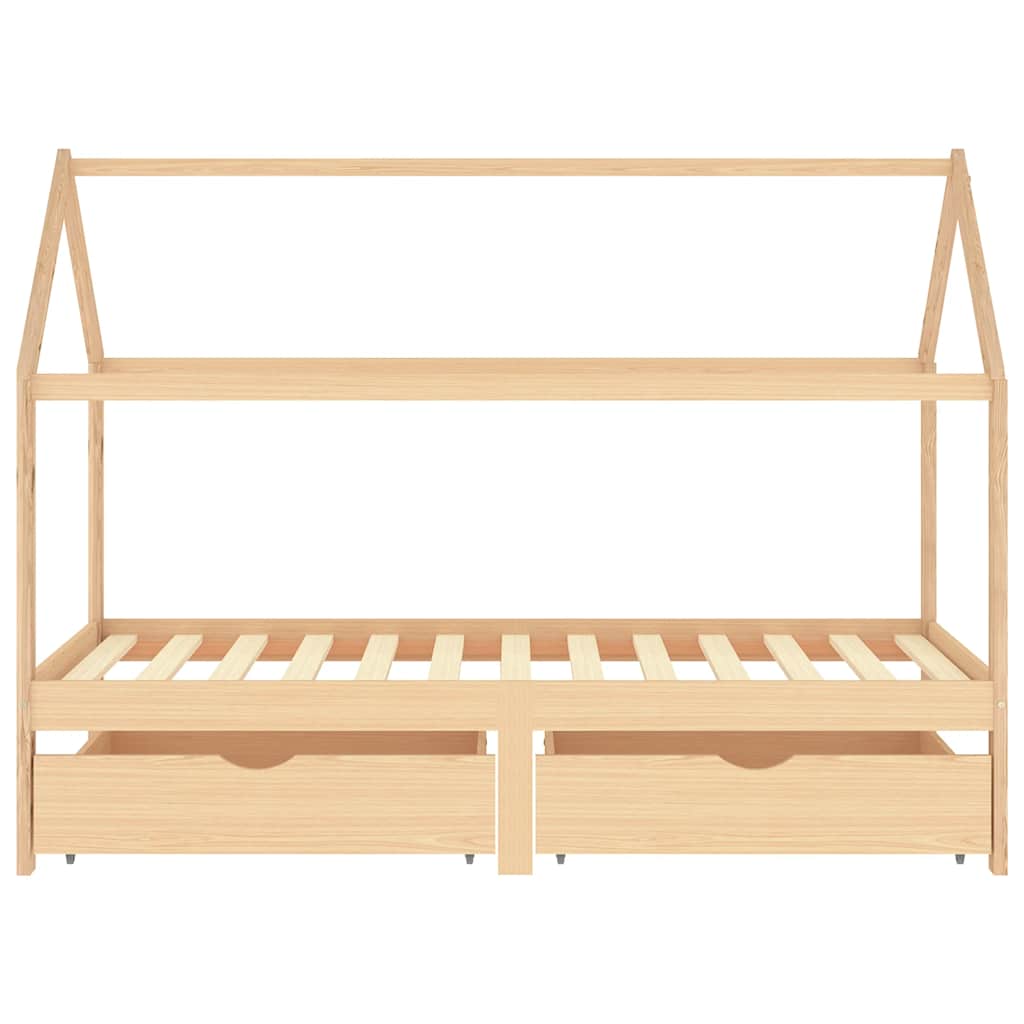 Children's bed with drawers, solid pine wood, 90x200 cm