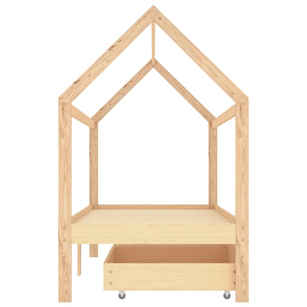 Children's bed with drawers, solid pine wood, 90x200 cm