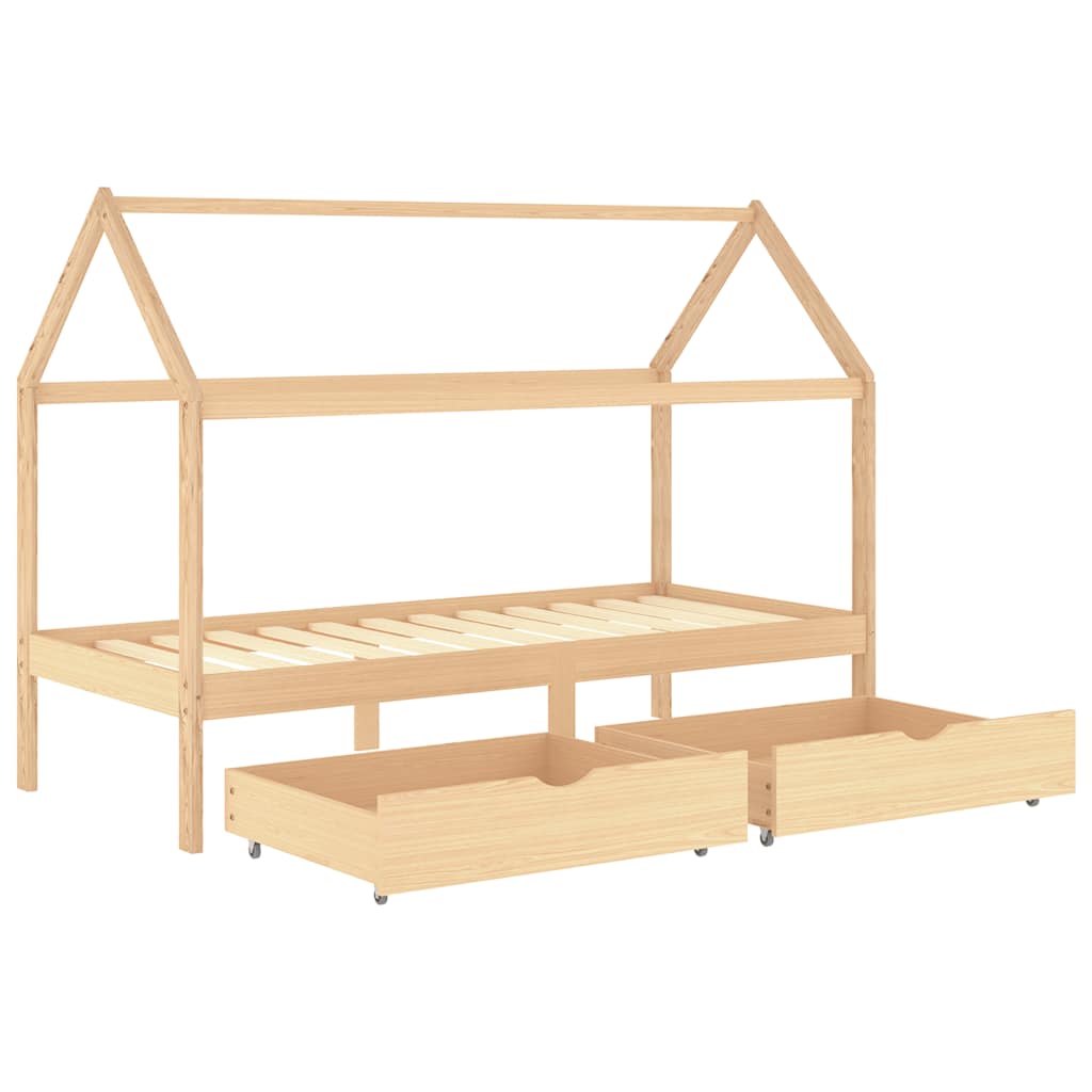Children's bed with drawers, solid pine wood, 90x200 cm