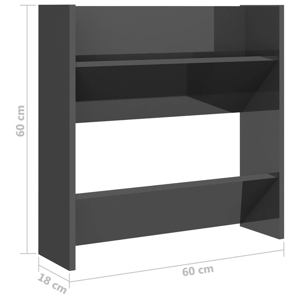 Wall Shoe Cabinets 2 pcs. High Gloss Gray 60x18x60cm