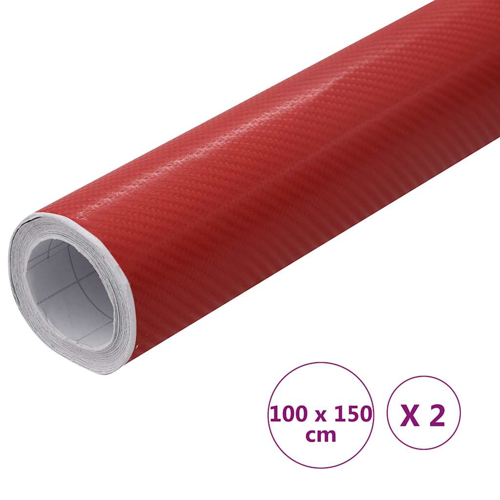 Car films 2 pieces 4D red 100x150 cm