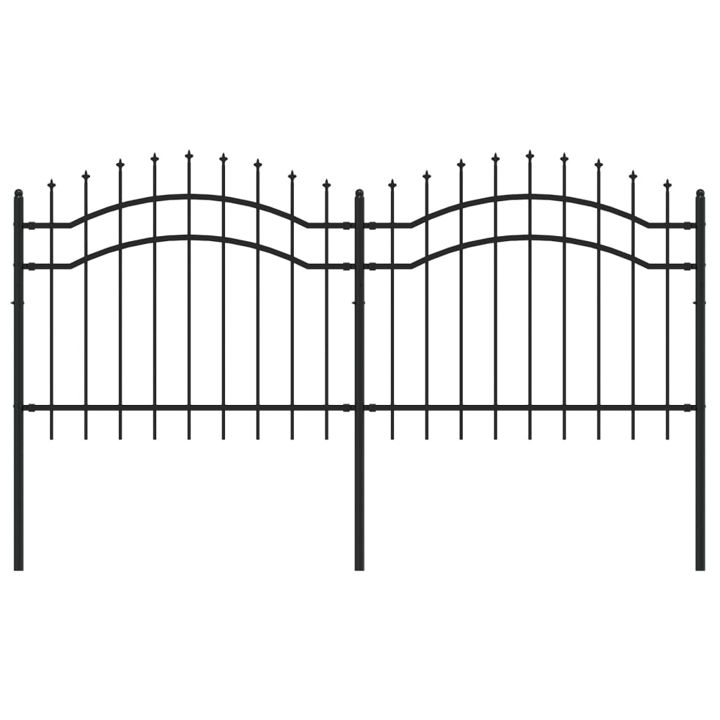 Gartenzaun mit Speerspitze Schwarz 239 x 100 cm Pulverbeschichteter Stahl