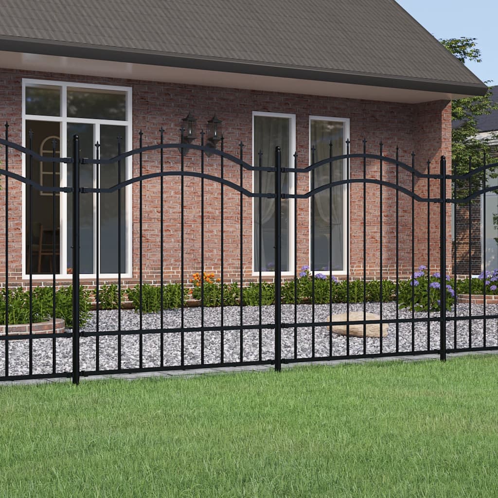Gartenzaun mit Speerspitze Schwarz 239 x 125 cm Pulverbeschichteter Stahl