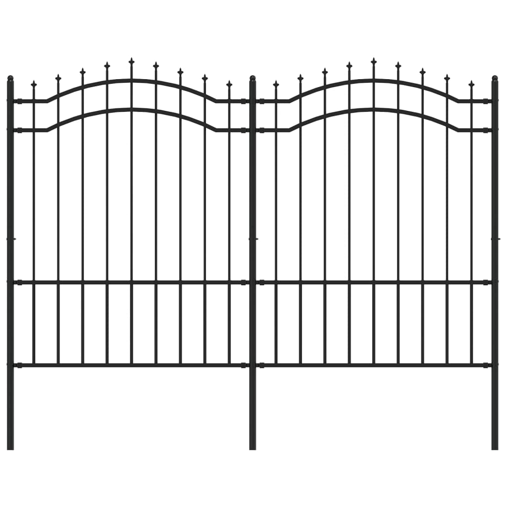 Gartenzaun mit Speerspitze Schwarz 239 x 150 cm Pulverbeschichteter Stahl