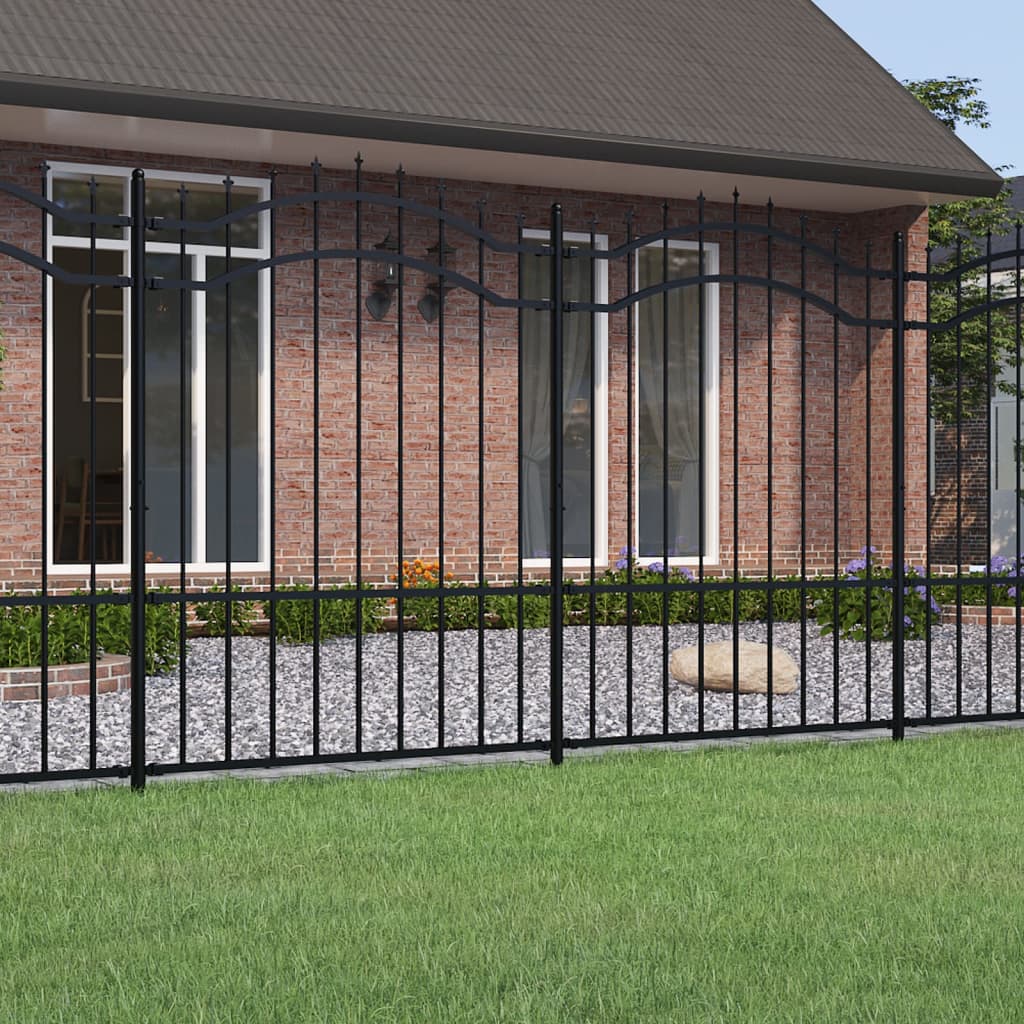 Gartenzaun mit Speerspitze Schwarz 239 x 150 cm Pulverbeschichteter Stahl