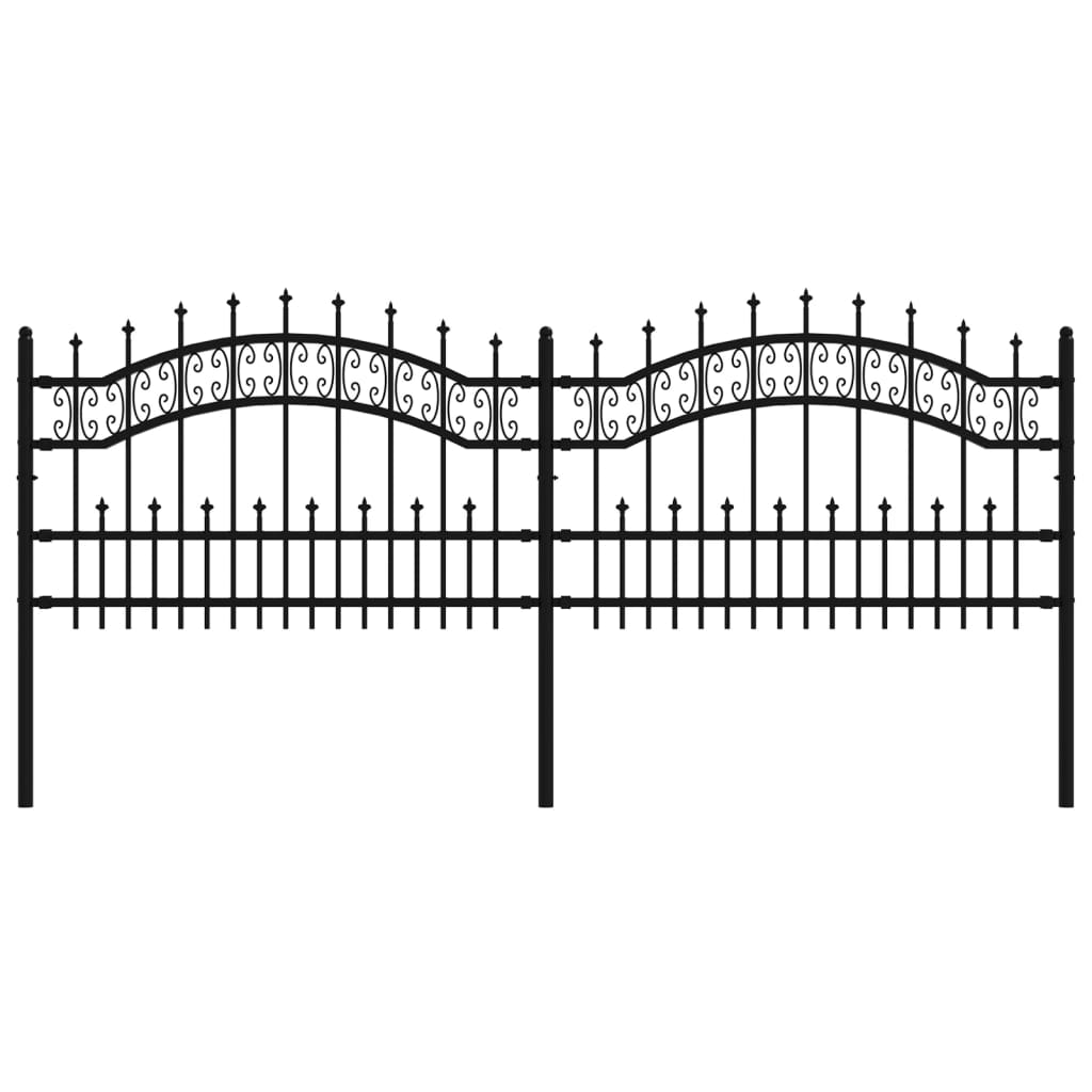 Gartenzaun mit Speerspitze Schwarz 240 x 75 cm Pulverbeschichteter Stahl