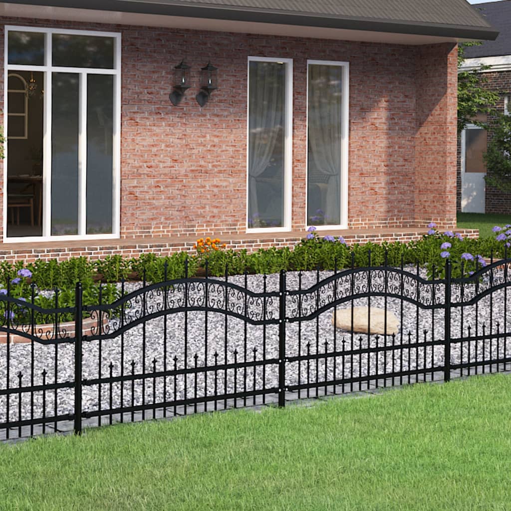 Gartenzaun mit Speerspitze Schwarz 240 x 75 cm Pulverbeschichteter Stahl