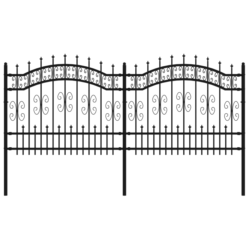 Gartenzaun mit Speerspitze Schwarz 240 x 100 cm Pulverbeschichteter Stahl