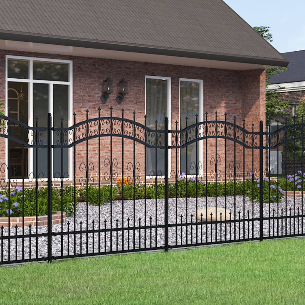 Gartenzaun mit Speerspitze Schwarz 240 x 125 cm Pulverbeschichteter Stahl