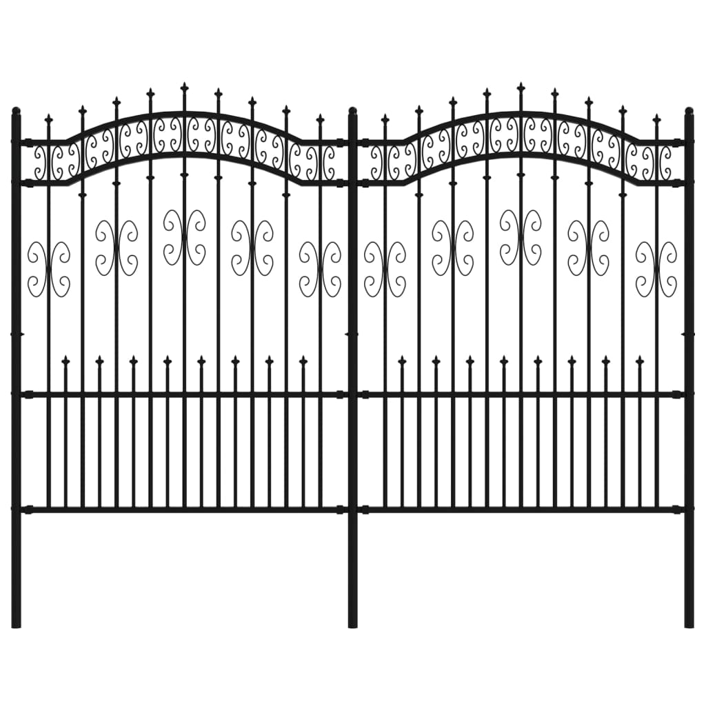 Gartenzaun mit Speerspitze Schwarz 240 x 150 cm Pulverbeschichteter Stahl