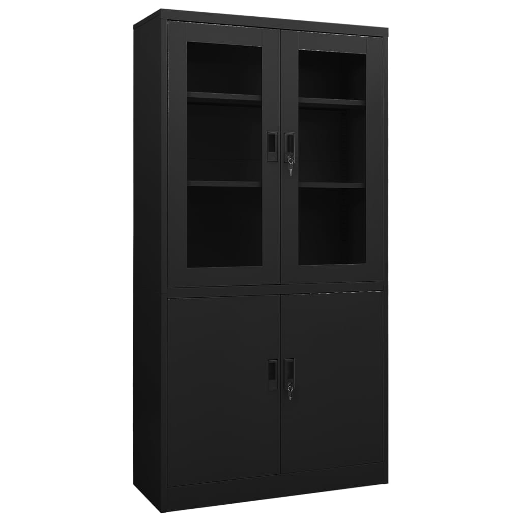 Office cabinet black 90x40x180 cm steel