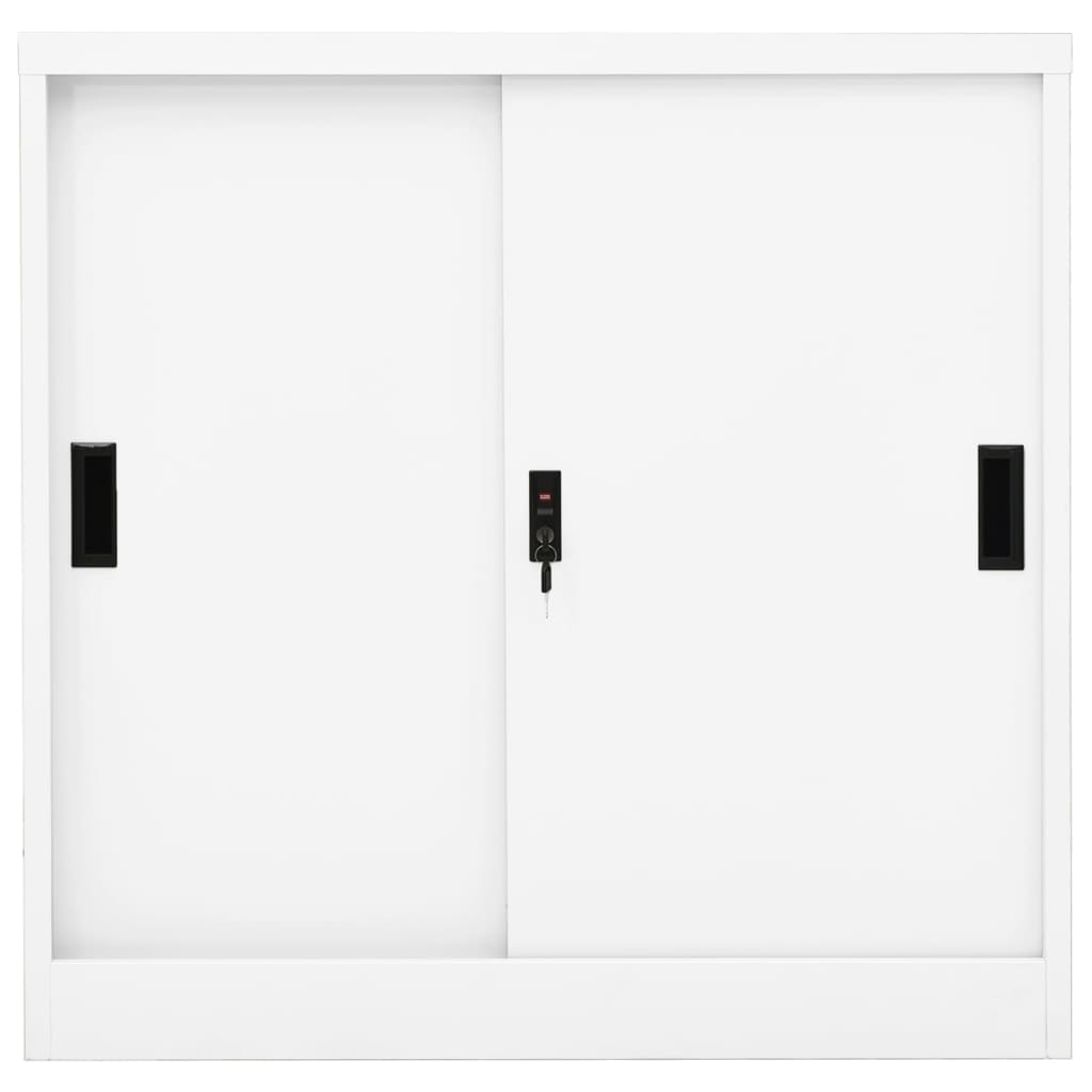 Office cabinet with sliding door white 90x40x90 cm steel