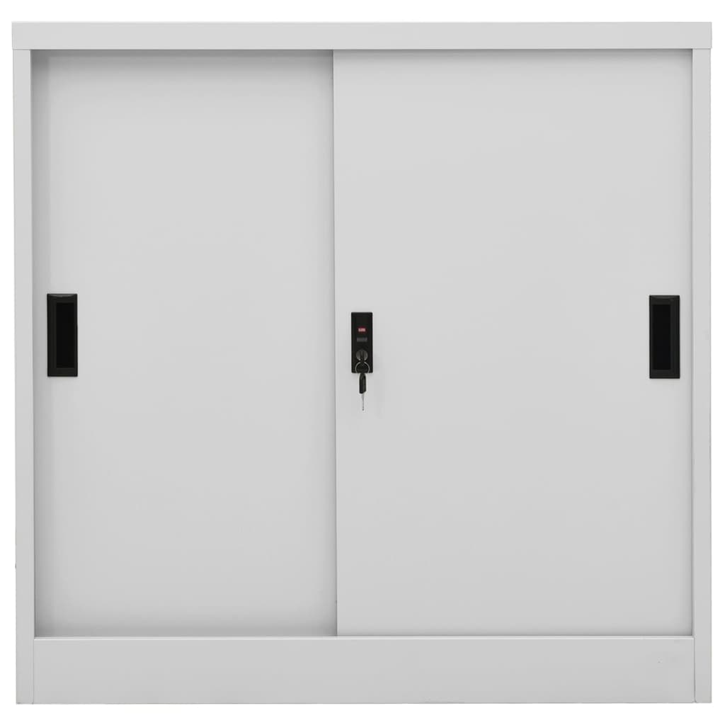 Office cabinet with sliding door light grey 90x40x90 cm steel