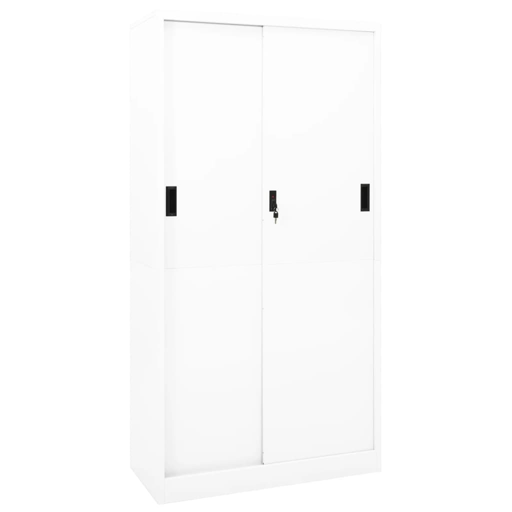 Office cabinet with sliding door white 90x40x180 cm steel