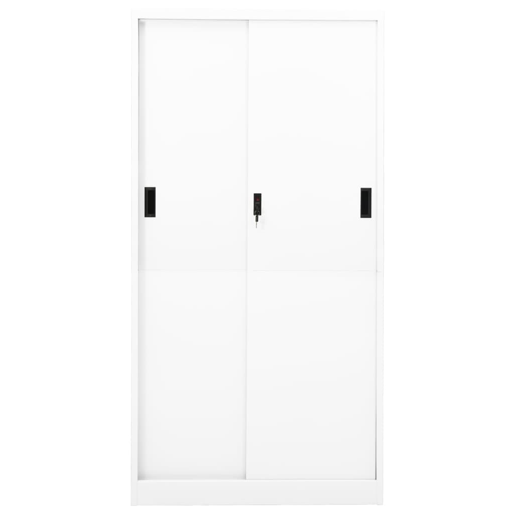 Office cabinet with sliding door white 90x40x180 cm steel