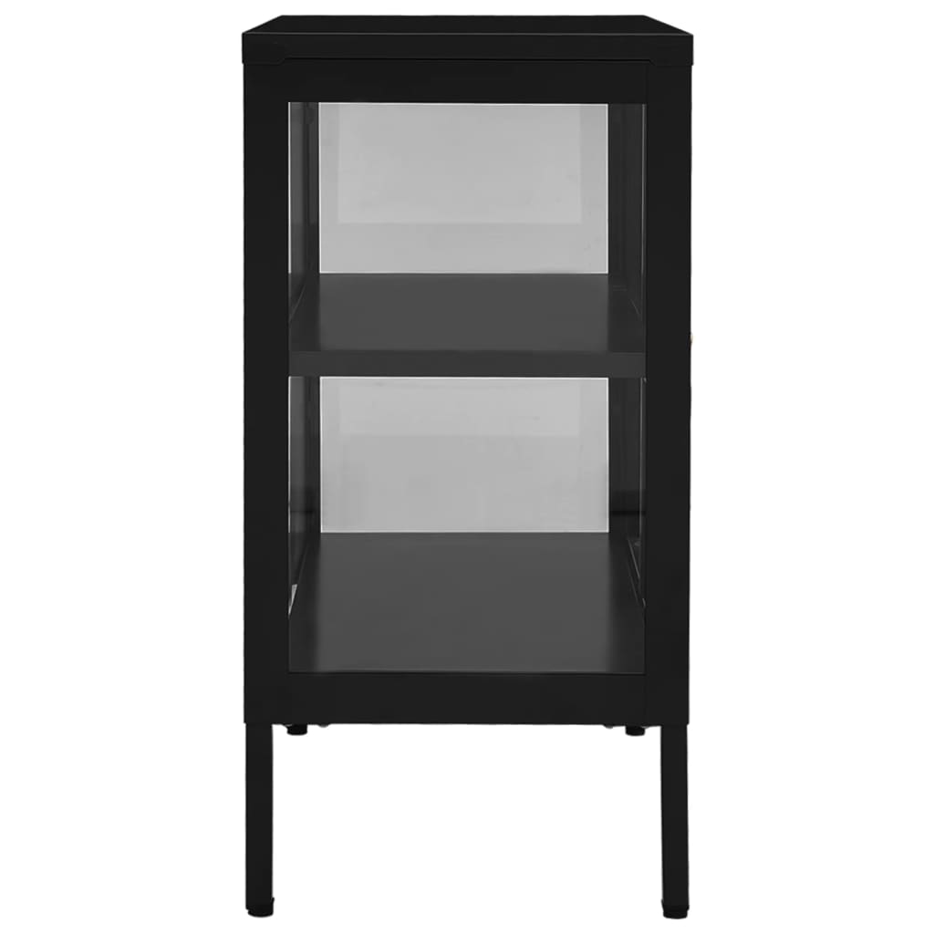 Sideboard Schwarz 70x35x70 cm Stahl und Glas