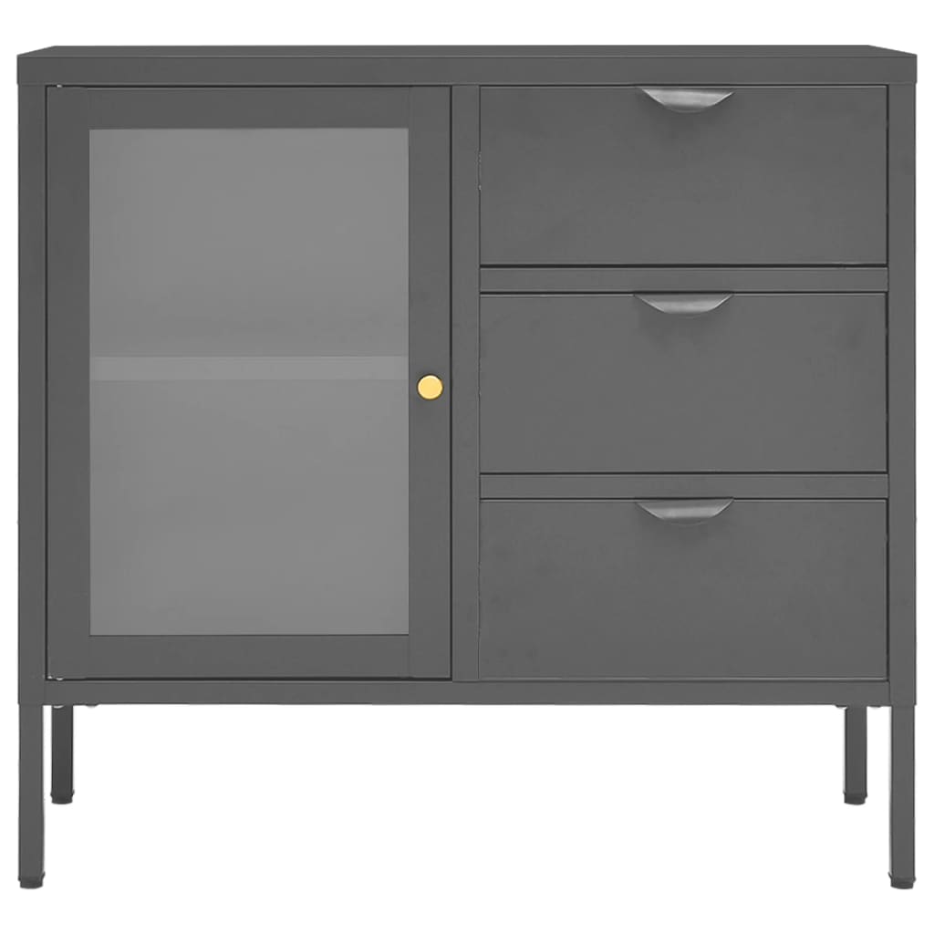 Sideboard Anthrazit 75x35x70 cm Stahl und Hartglas