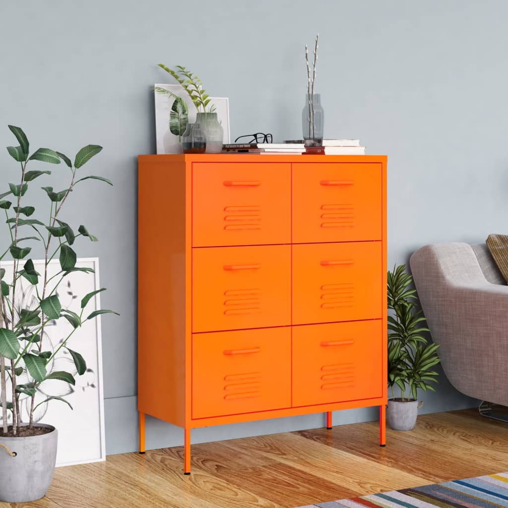 Drawer cabinet orange 80x35x101.5 cm steel