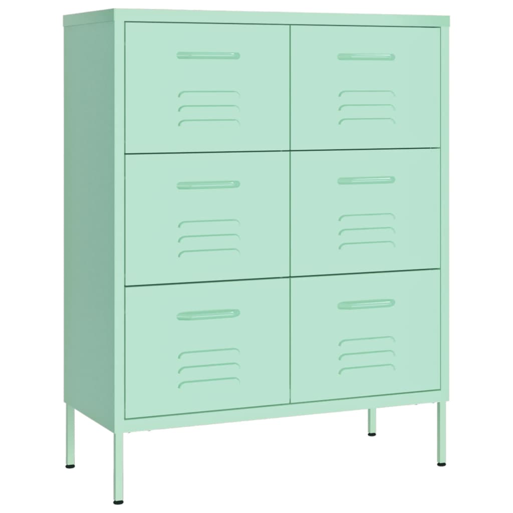 Drawer cabinet mint green 80x35x101.5 cm steel