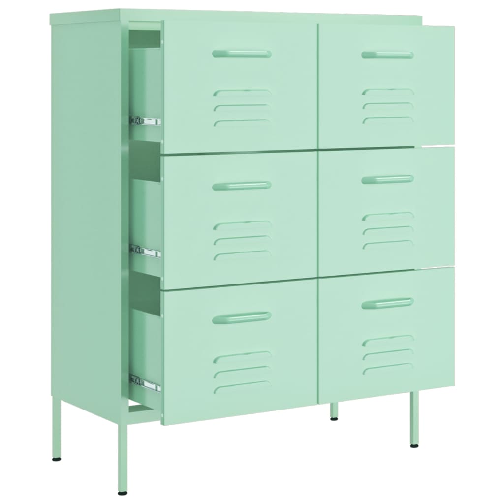 Drawer cabinet mint green 80x35x101.5 cm steel