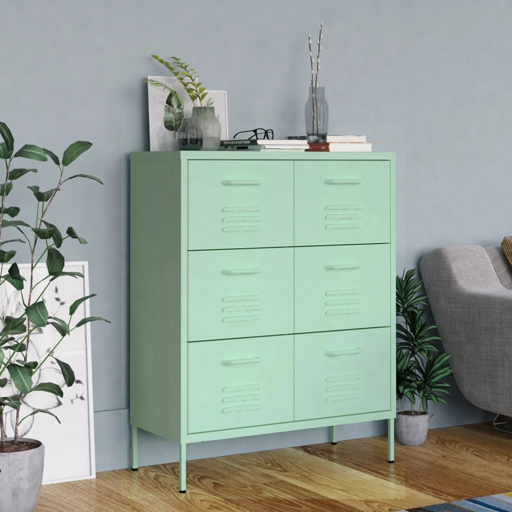 Drawer cabinet mint green 80x35x101.5 cm steel