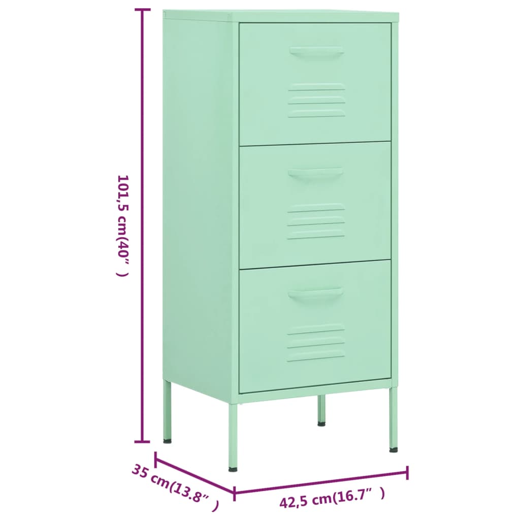 Storage cabinet mint green 42.5x35x101.5 cm steel