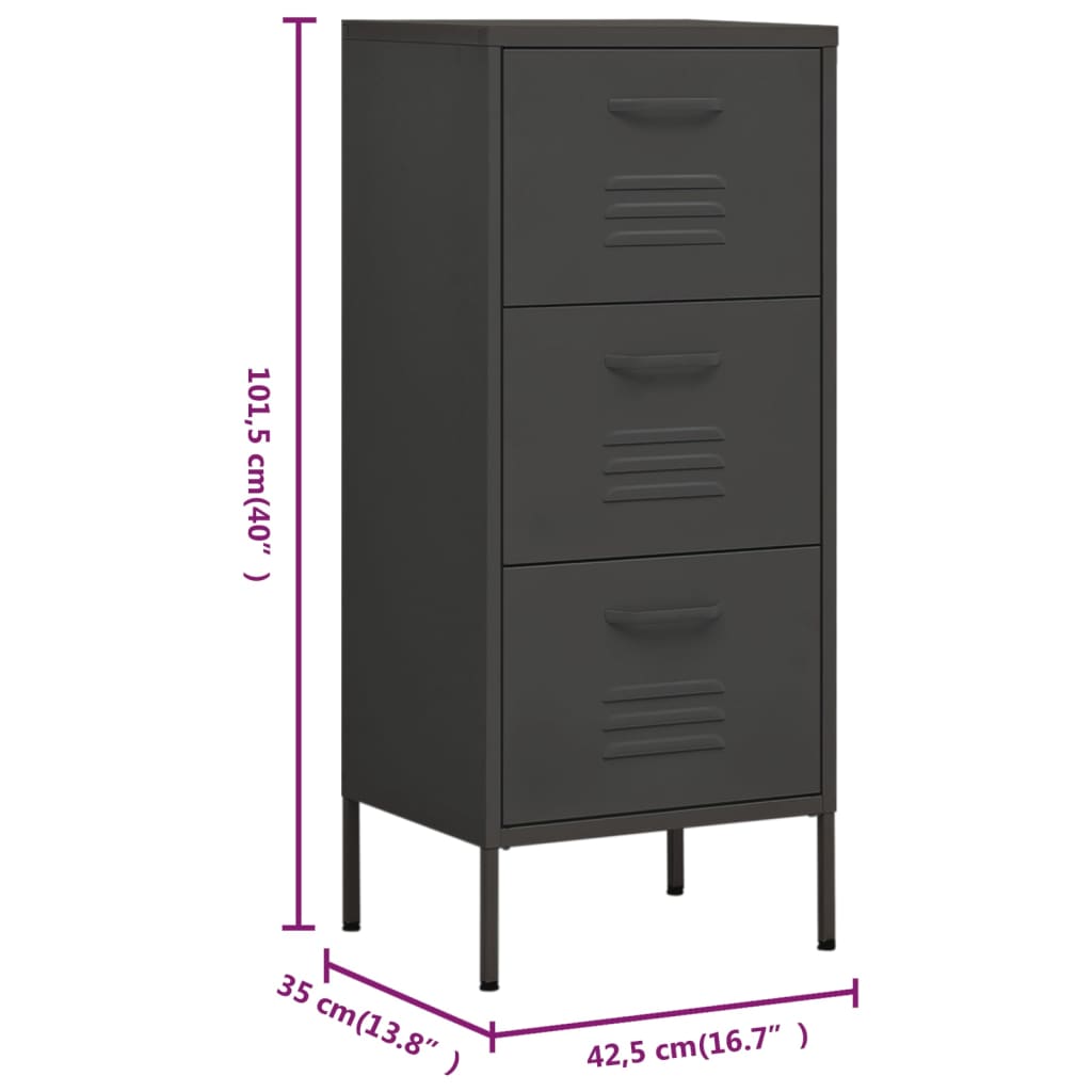 Storage cabinet anthracite 42.5x35x101.5 cm steel