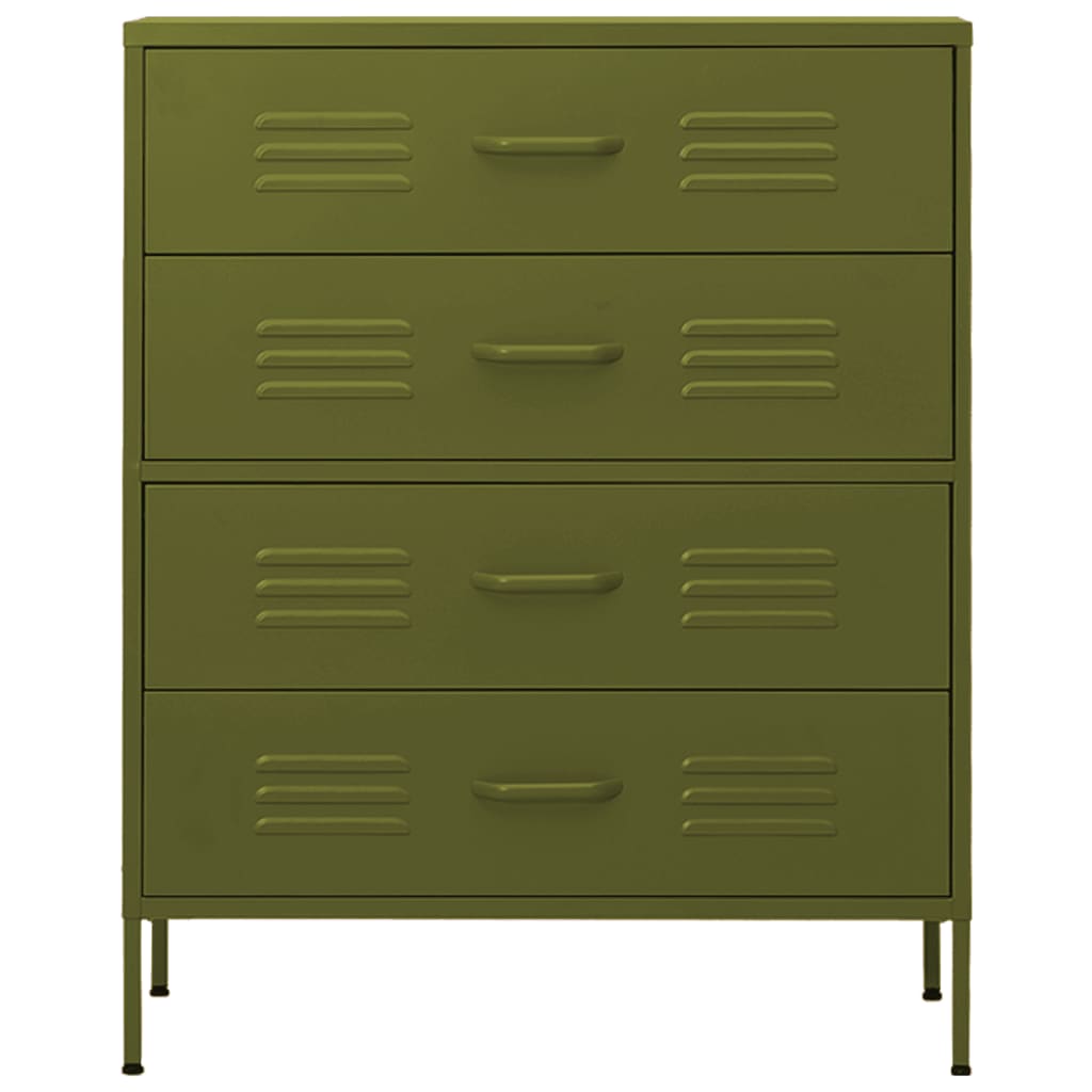 Kommode Olivgrün 80x35x101,5 cm Stahl